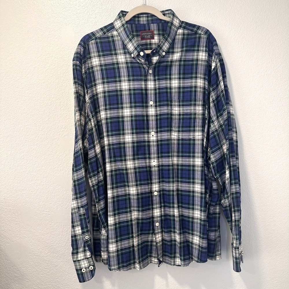 Untuckit Shirt Mens -XXXL Preston Ridge‎ Tartan Plaid 100% Cotton Twill